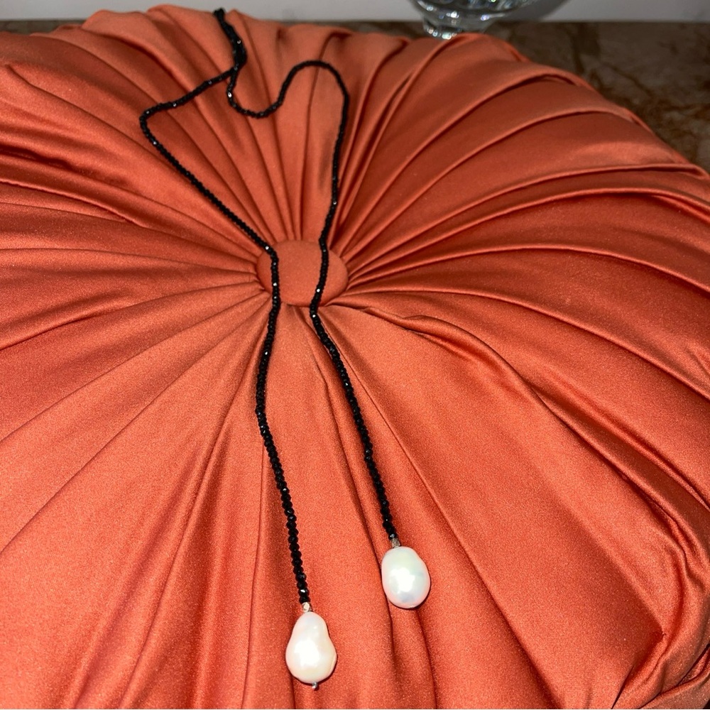 Spinel and pearl Lariat necklace